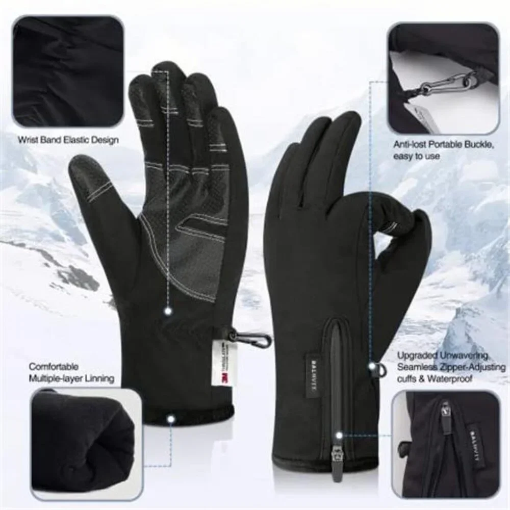 Waterproof Winter Gloves Touchscreen Ski Snow Cold Weather Thermal Warm Unisex